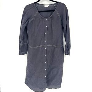 Hartford Linen Button Front Dress Gray Women Size 1 US 4 Small Casual Minimalist